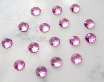 Caujón facetado de zafiro rosa claro de 6 mm. Piedra preciosa de zafiro cultivada en laboratorio de corte rosa. rosa facetada. Cabina redonda