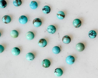 3mm Tibetan turquoise cabochon. smooth cab. natural turquoise. mint green gemstone. Aqua teal green blue