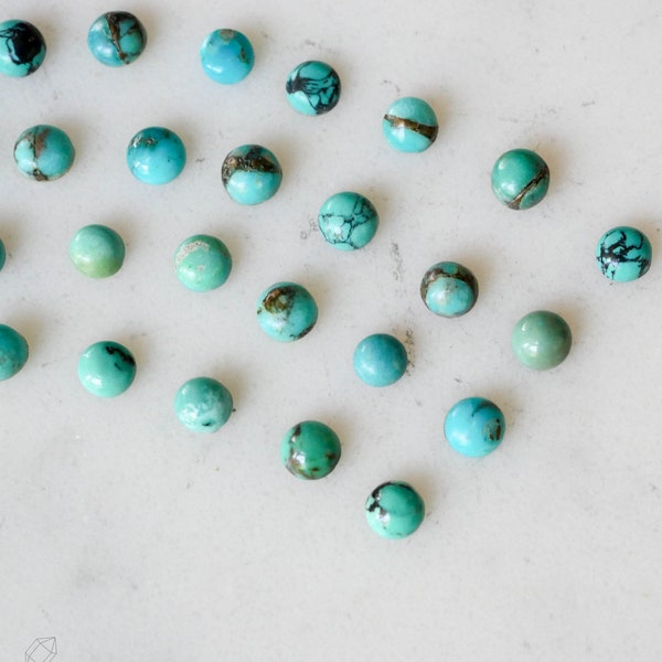 3mm Tibetan turquoise cabochon. smooth cab. natural turquoise. mint green gemstone. Aqua teal green blue