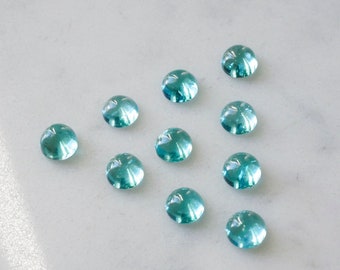 6mm paraiba apatite smooth polished cabochons. petite teal cabs mint green gems