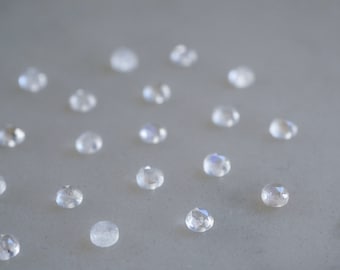 3mm ROSE CUT rainbow moonstone cab. blue flash tiny gems