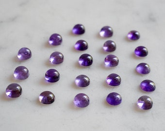 5mm African amethyst SMOOTH polished cabochon. petite purple gems. Amethyst cabs