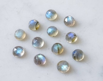 6mm AAA Labradorite faceted cabochon. rose cut labradorite blue flash rose faceted labradorite cab blue gray gemstone