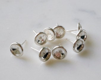 6mm Sterling Silver Round Cabochon Post Earring Mountings