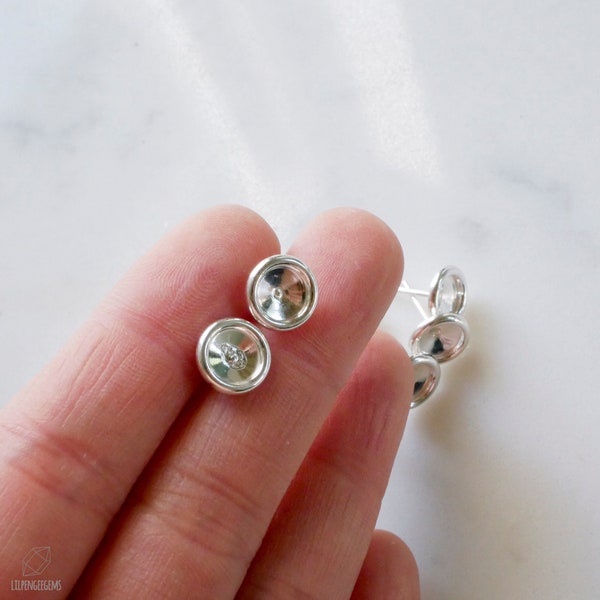 5mm Sterling Silver Round Cabochon Post Earring Mountings
