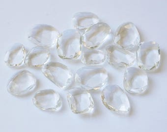 9-10mm Irregular Shape Crystal Quartz gemstones. clear faceted gems. loose quartz stones