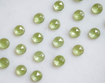 5mm peridot cabochon. Rose cut peridot green gemstone. light green apple green cab faceted green gem