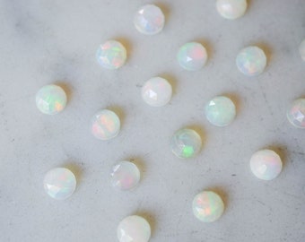 5mm ethiopian rose cut cabochon. glowing radiant gemstone flashy opal cabs round rose faceted gems