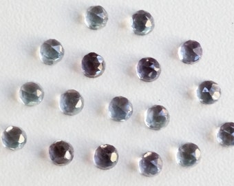 3mm Alexandrite rose faceted cabochon. round alexandrite. color changing gem. indigo blue violet. rose faceted lab grown alexandrite