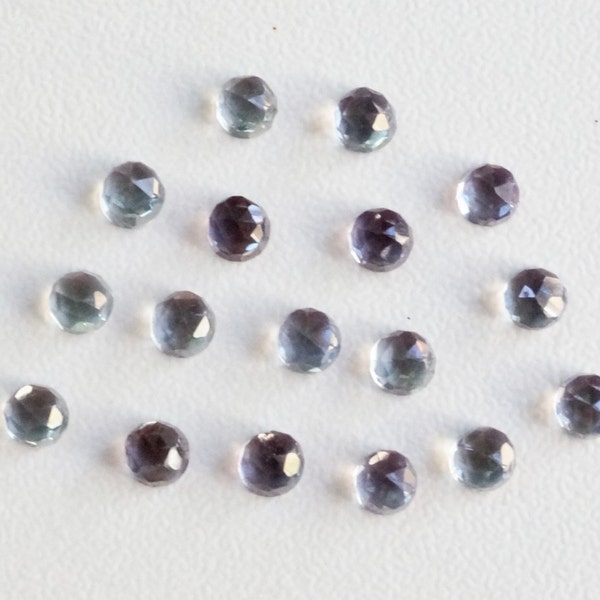 3mm Alexandrite rose faceted cabochon. round alexandrite. color changing gem. indigo blue violet. rose faceted lab grown alexandrite