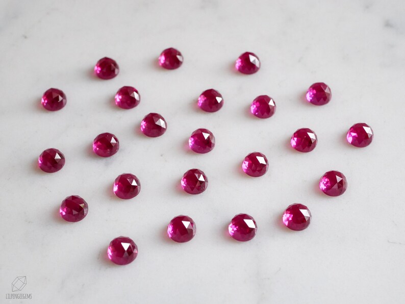 6mm Pink Ruby faceted cabochon. rose cut pink ruby rose faceted pink gemstone magenta cab ruby cab hot pink gem image 3