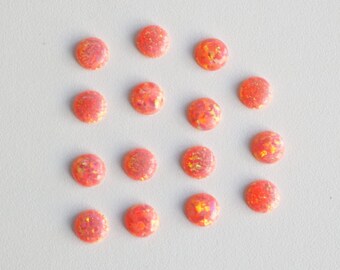 6mm salmon pink opal smooth cabochon. sparkling opal pink cab. round cabochon glitter opal light pink salmon gem