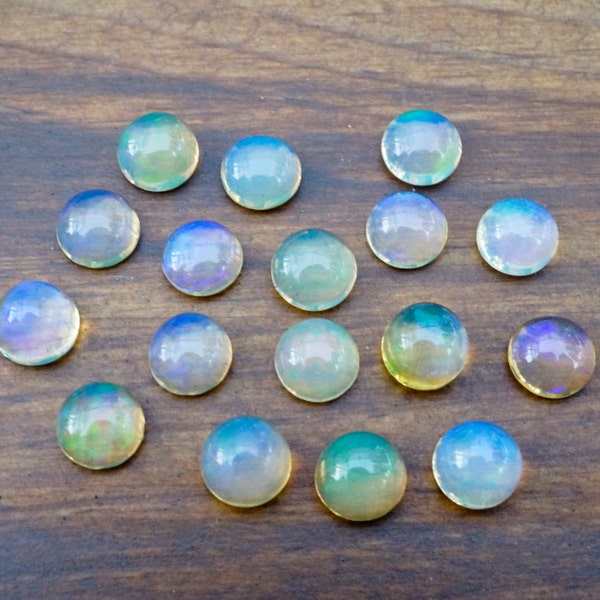 5mm ethiopian opal smooth cabochon. glowing radiant gemstone flashy opal cabs round gems