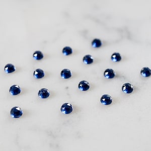 3mm blue sapphire rose cut cabochon. lab grown sapphires, blue gemstone rose faceted cab