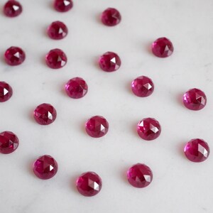 6mm Pink Ruby faceted cabochon. rose cut pink ruby rose faceted pink gemstone magenta cab ruby cab hot pink gem image 4