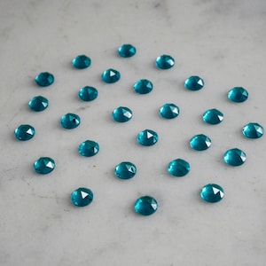4mm teal tourmaline NANO rose cut cabs. green blue gems. lab grown paraiba cabochons.