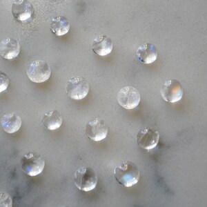 4-5mm rainbow moonstone cab. smooth cabochon. white gemstone blue flash tiny gems white moonstone
