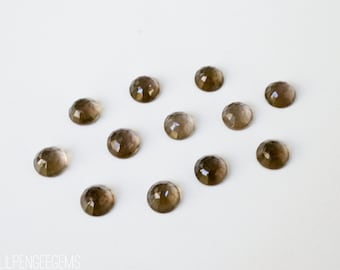 6mm LIGHT Smoky Quartz faceted cabochon. dark brown quartz cabs smoky quartz cabochons rose cut quartz