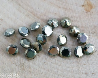 5mm golden pyrite gemstones. faceted pyrite. fools gold. gold stone