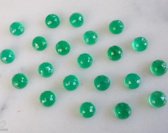 6mm Green Chalcedony faceted cabochon. rose cut green chalcedony. forest green apple green gemstone loose cab