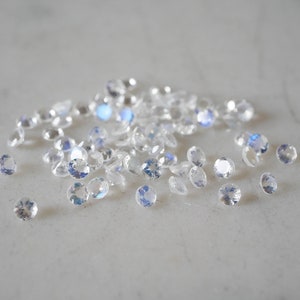 3mm rainbow moonstone faceted gemstones. white blue flash brilliant cut moonstone loose gems