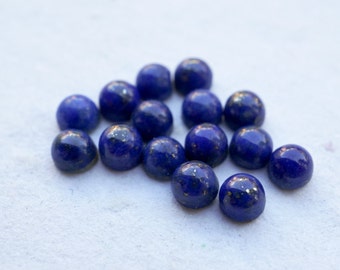 3mm lapis lazuli smooth cabochon. Dark blue cab. Blue and gold