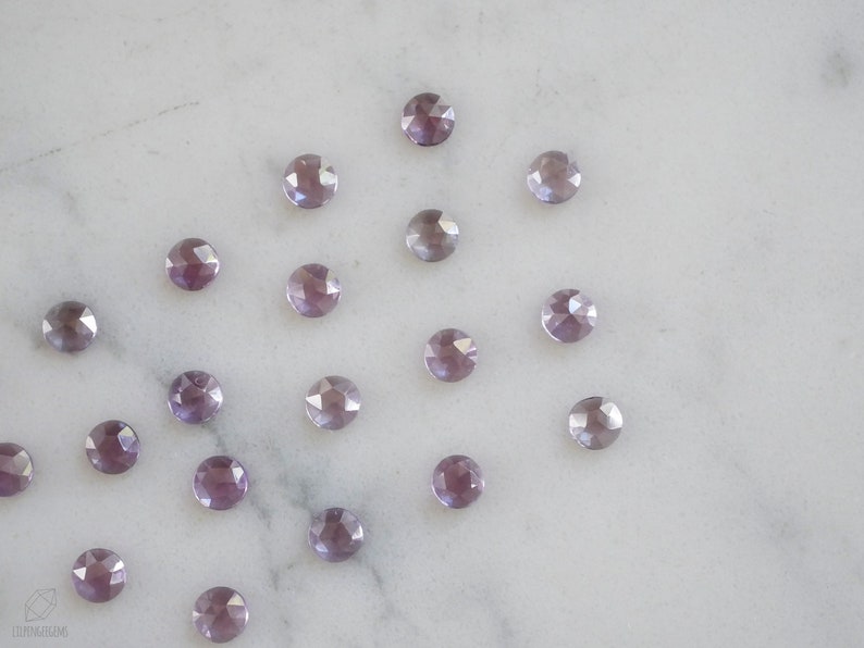 4mm Alexandrite rose faceted cabochon. Lab grown alexandrite. color changing gem. image 10