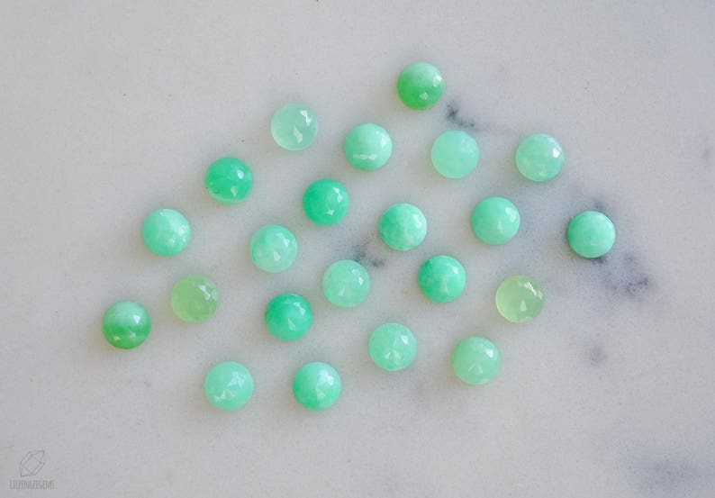 6mm vert chrysoprase rose cabochon à facettes. cabines aqua vert menthe de mousse de mer image 2