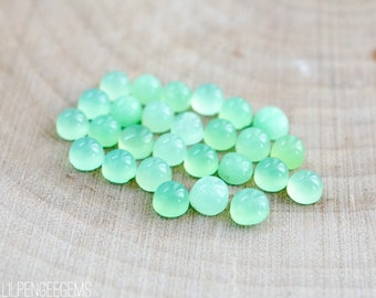 3mm green chrysoprase smooth cabochons. mint green, light green apple green