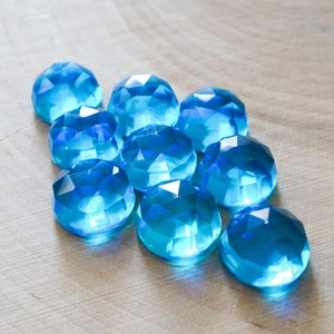 8mm swiss blue quartz rose cut cabochon. bright blue gem. blue cab blue rose cut stone