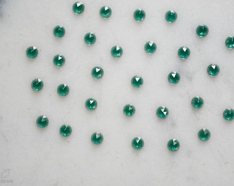 3mm dark emerald rose faceted NANO gemstones. deep green cabochons. lab grown rose cut cab.