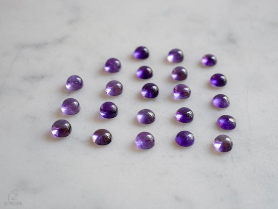 5mm African amethyst SMOOTH polished cabochon. petite purple gems. Amethyst cabs