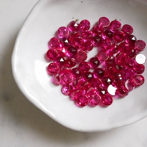 6mm Pink Ruby faceted cabochon. rose cut pink ruby rose faceted pink gemstone magenta cab ruby cab hot pink gem image 1