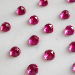 6mm Pink Ruby faceted cabochon. rose cut pink ruby rose faceted pink gemstone magenta cab ruby cab hot pink gem image 8