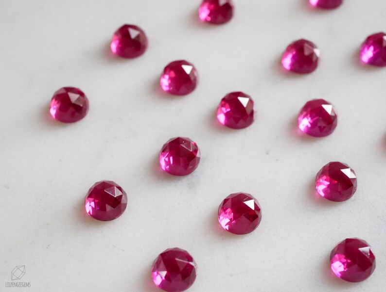 6mm Pink Ruby faceted cabochon. rose cut pink ruby rose faceted pink gemstone magenta cab ruby cab hot pink gem image 8