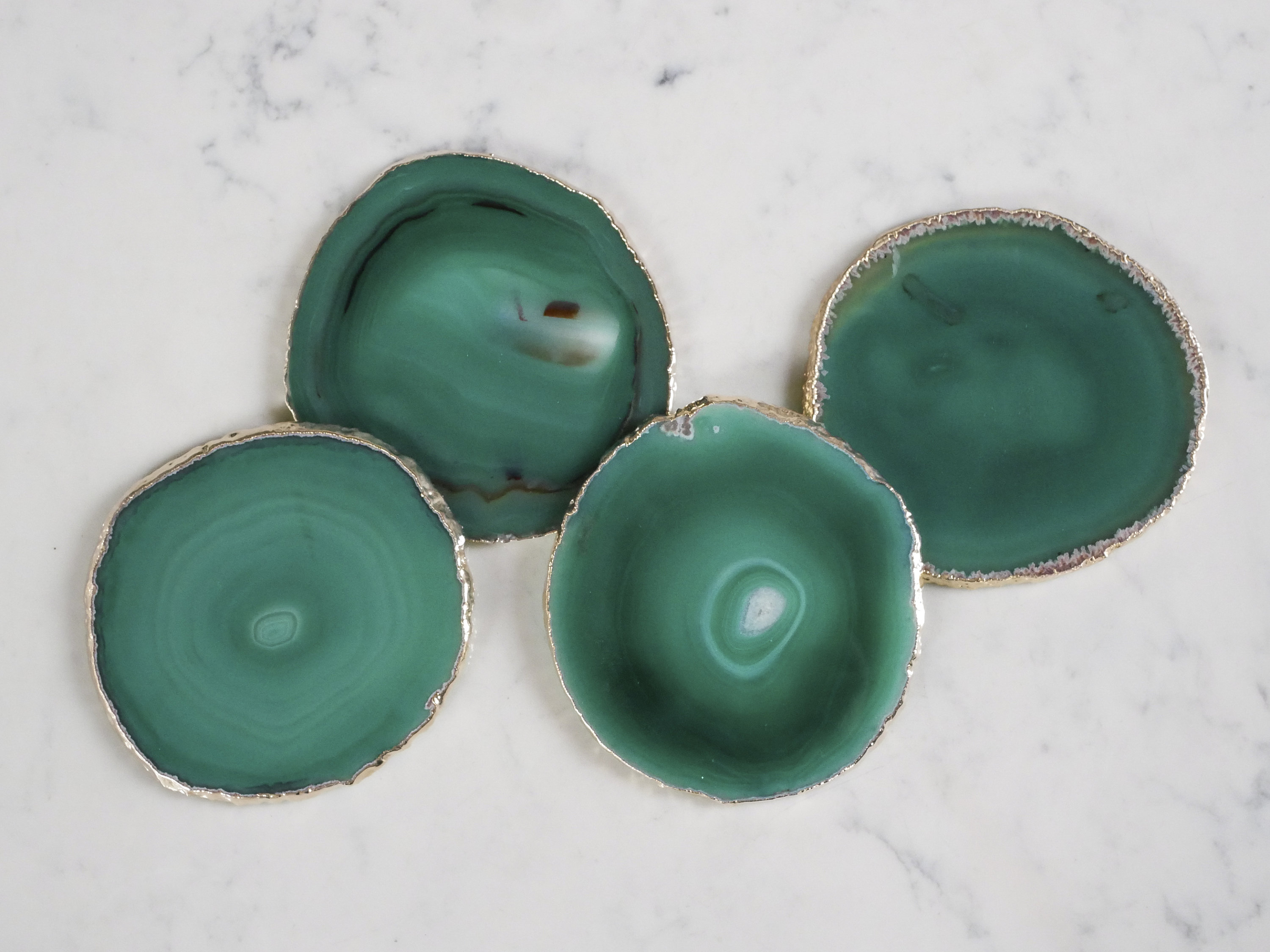 GREEN Agate Coasters. Emerald Geode Coasters. Gem Coasters. Etsy Canada