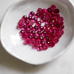 6mm Pink Ruby faceted cabochon. rose cut pink ruby rose faceted pink gemstone magenta cab ruby cab hot pink gem image 2