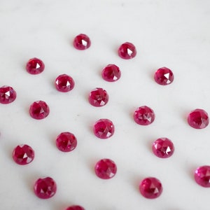 6mm Pink Ruby faceted cabochon. rose cut pink ruby rose faceted pink gemstone magenta cab ruby cab hot pink gem image 9