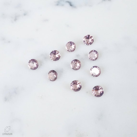 6mm Pink Rose Faceted CZ Gemstones. Dusty Pink Gem. Mauve