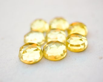 10mm Yellow sapphire faceted cabochon. rose cut yellow sapphire. rose faceted yellow sapphire gemsonte