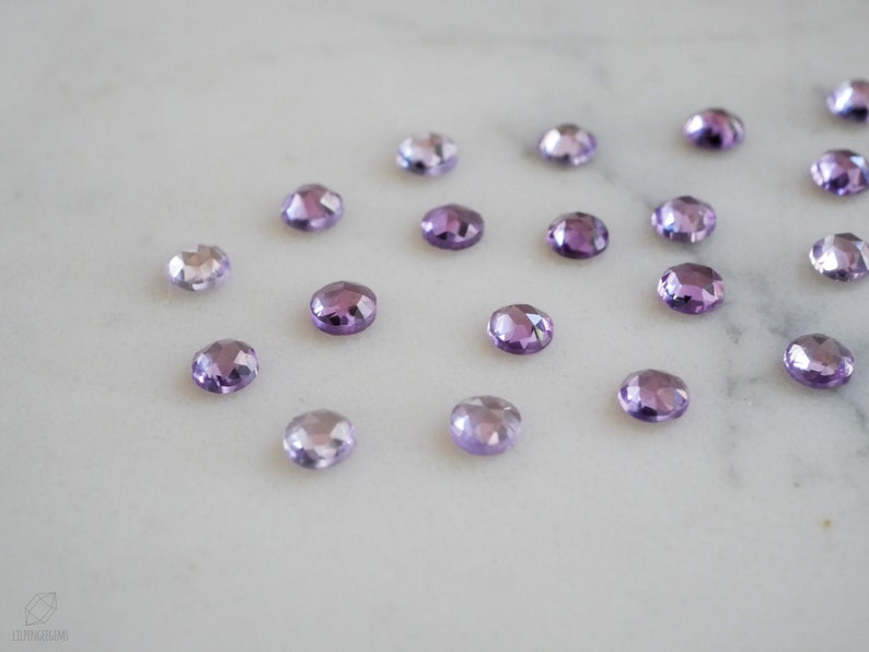 4mm Alexandrite rose faceted cabochon. Lab grown alexandrite. color changing gem. image 2