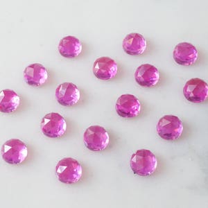 6mm Pink sapphire faceted cabochon. rose cut lab grown sapphire gemstone. rose faceted. round cab. PS1