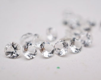 6mm Crystal Quartz gemstones. clear gems white gemstones. brilliant gemstones, round faceted loose quartz gems