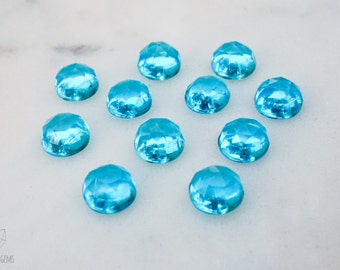 6mm Swiss blue quartz rose cut cabochon. bright blue gemstone rose cut blue cab quartz cab