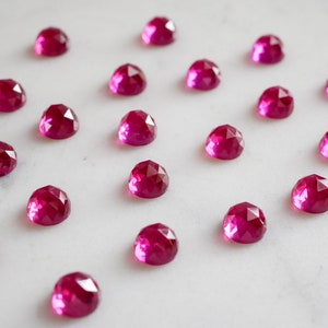 6mm Pink Ruby faceted cabochon. rose cut pink ruby rose faceted pink gemstone magenta cab ruby cab hot pink gem image 6