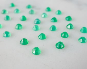 3mm green chalcedony rose cut cabochons. green chalcedony cab green cabochon 3mm faceted chalcedony