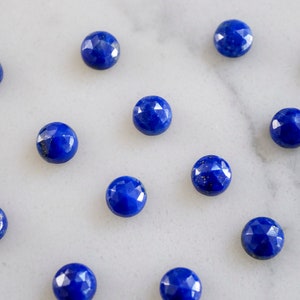 3mm lapis lazuli ROSE cut cabochon. Dark blue cab. Blue and gold. rose faceted cab