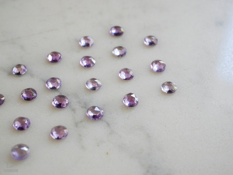 4mm Alexandrite rose faceted cabochon. Lab grown alexandrite. color changing gem. image 9