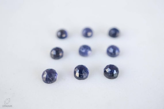 5mm rose faceted IOLITE cabochon. Rose cut purple gemstone. iolite cabs violet gem