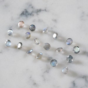 5mm labradorite faceted gemstones. grey blue flash gemstone gray loose labradorite gems